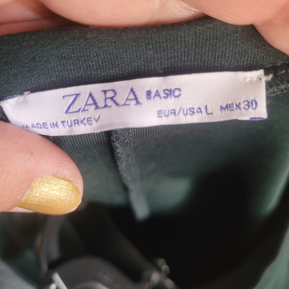 ZARA Ruffled Hem Bottle Green Dress Size L - Picture 2 of 7